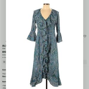 AT Last… Vintage Blue Paisley Felcity Dress size 12 Synthetic Silk
